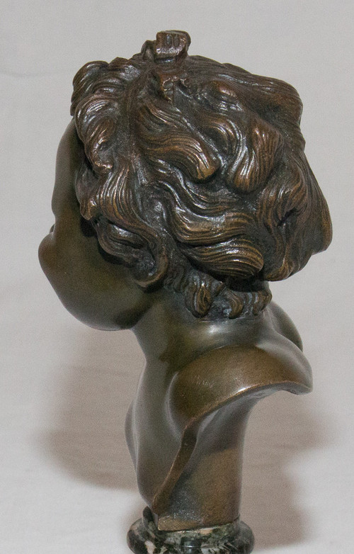 Busto di bambino in bronzo firmato Clodion, inizi del XIX secolo