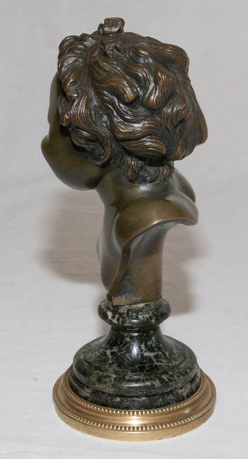 Busto di bambino in bronzo firmato Clodion, inizi del XIX secolo