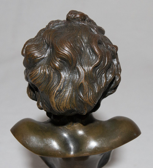 Busto di bambino in bronzo firmato Clodion, inizi del XIX secolo