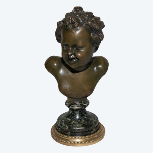 Busto di bambino in bronzo firmato Clodion, inizi del XIX secolo