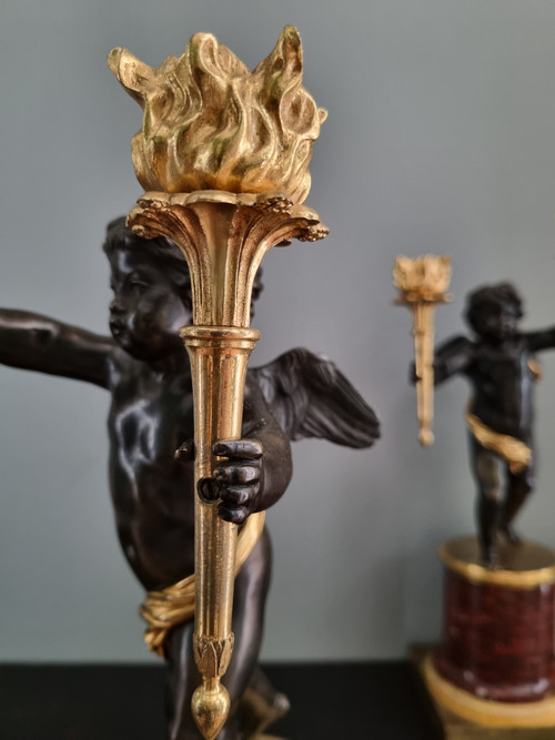 André Antoine Ravrio : Superbe Paire de candélabres d’époque Empire.