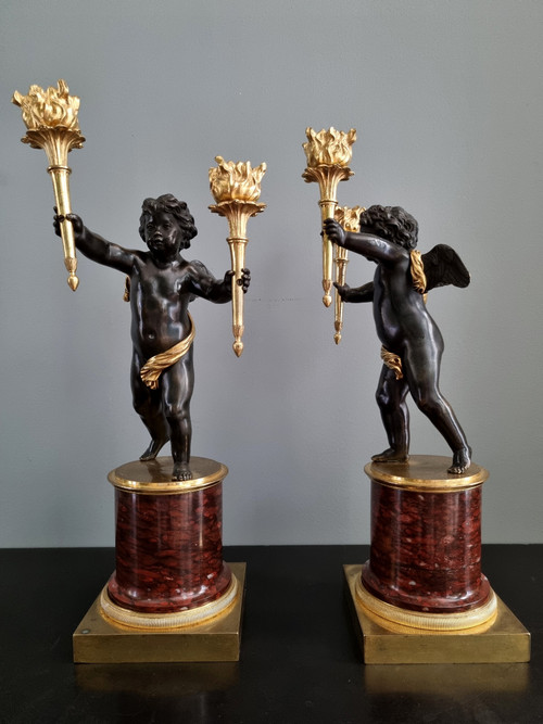 André Antoine Ravrio : Superbe Paire de candélabres d’époque Empire.