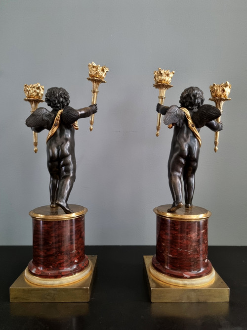 André Antoine Ravrio : Superbe Paire de candélabres d’époque Empire.