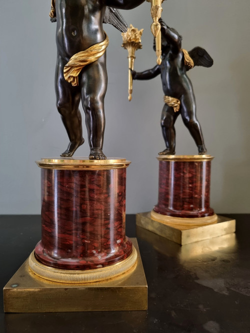 André Antoine Ravrio : Superbe Paire de candélabres d’époque Empire.