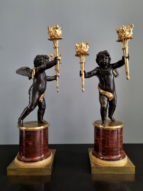 André Antoine Ravrio : Superbe Paire de candélabres d’époque Empire.