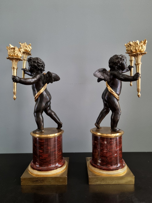 André Antoine Ravrio : Superbe Paire de candélabres d’époque Empire.