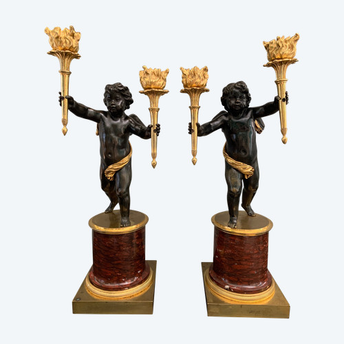 André Antoine Ravrio : Superbe Paire de candélabres d’époque Empire.