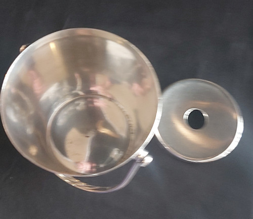 Christofle silver metal ice cube bucket and spoon