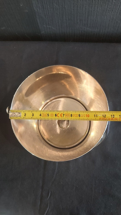 Christofle silver metal ice cube bucket and spoon
