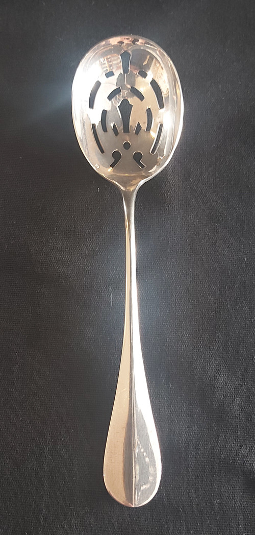 Christofle silver metal ice cube bucket and spoon
