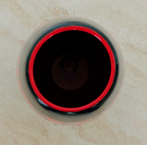 Piriform vase in red and black ceramic by Elchinger, France 1960s