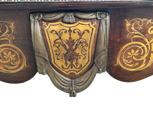 Table à Jeux De Style Louis XV Napoléon III Marqueterie Boulle D’époque XXème Siècle 