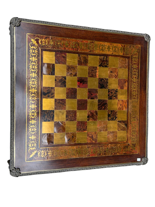 Table à Jeux De Style Louis XV Napoléon III Marqueterie Boulle D’époque XXème Siècle 