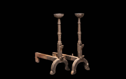 Pair of large andirons  Late 18th century early 19th century 