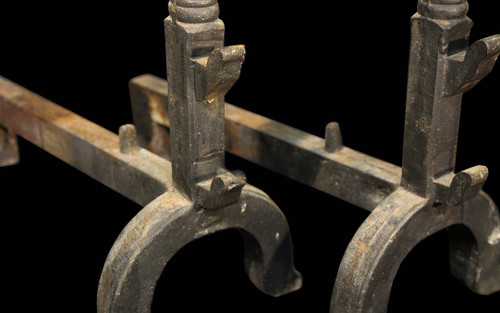 Pair of large andirons  Late 18th century early 19th century 