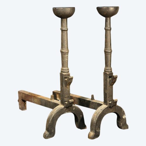 Pair of large andirons  Late 18th century early 19th century 