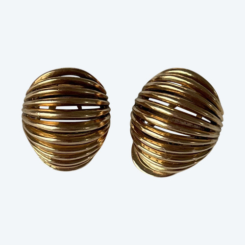 5140- Boucles d'Oreilles Or Jaune Bombé