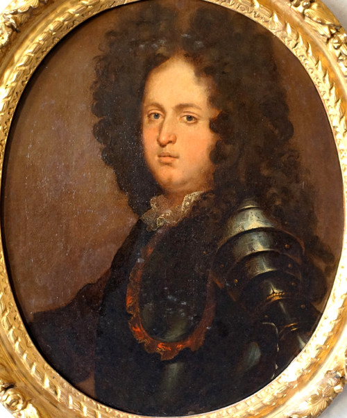 French School of the 17th century, portrait of an aristocratic officer in armor, Louis XIV period
