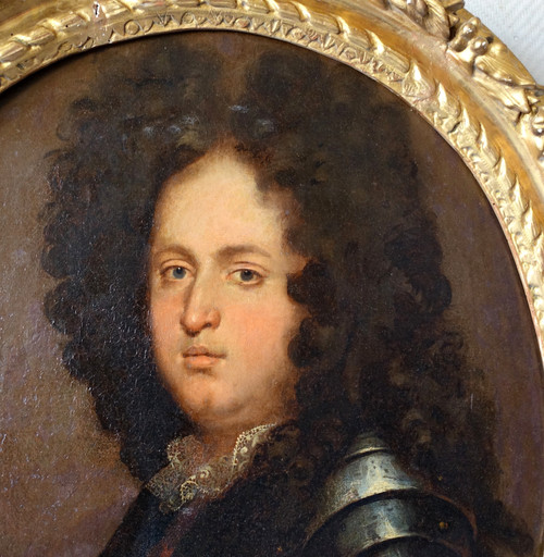 French School of the 17th century, portrait of an aristocratic officer in armor, Louis XIV period