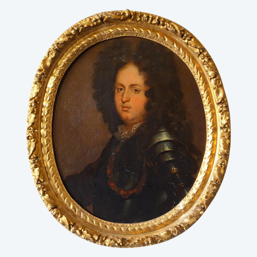 French School of the 17th century, portrait of an aristocratic officer in armor, Louis XIV period