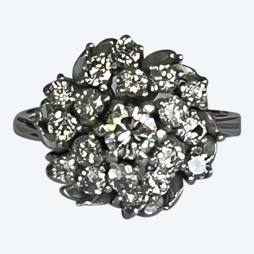 4378- Anello Marguerite in oro bianco con diamanti 0,75 ct