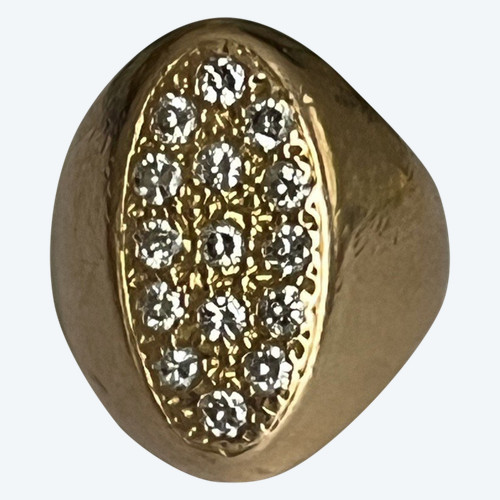 4459- Anello con sigillo in oro giallo e diamante