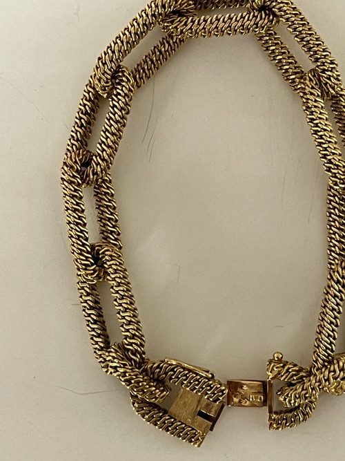 Superbe Bracelet Vintage Torsadé Effet Cordage – Mailles Plates Plaqué Or, Un Bijou De Caractère Pour Homme Ou Femme