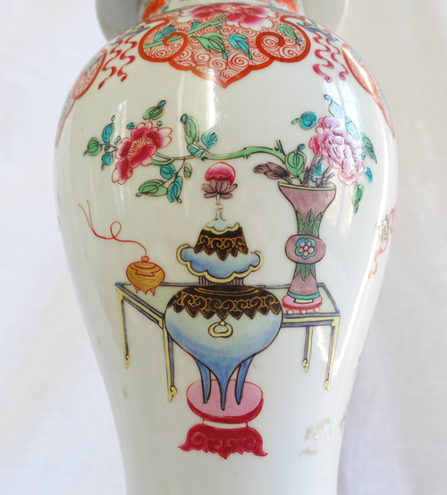 Potiche-Lampe aus chinesischem Famille-Rose-Porzellan und vergoldeter Bronze aus der Zeit Napoleons III