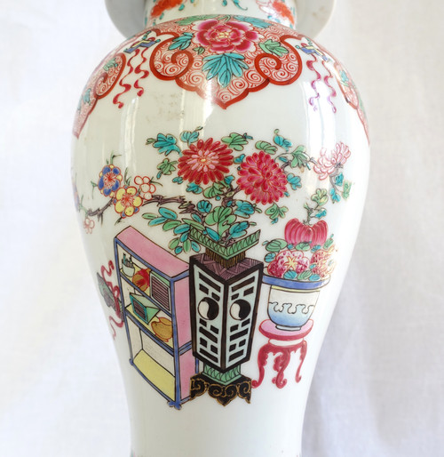 Potiche-Lampe aus chinesischem Famille-Rose-Porzellan und vergoldeter Bronze aus der Zeit Napoleons III