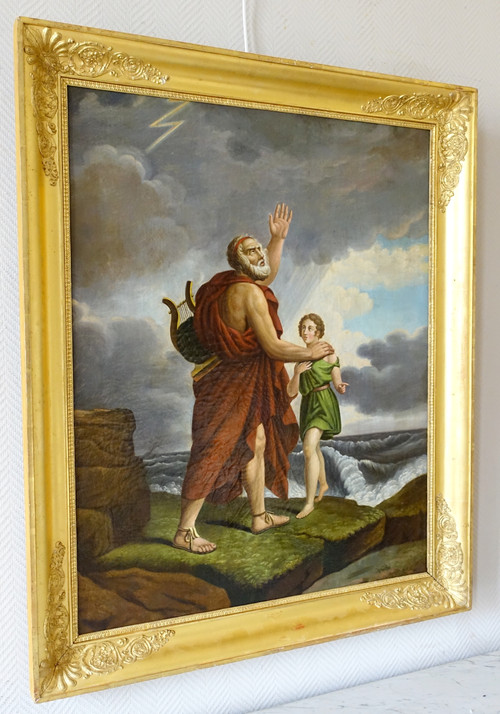 French school of the 19th century, Homer after François Gérard, mythological scene