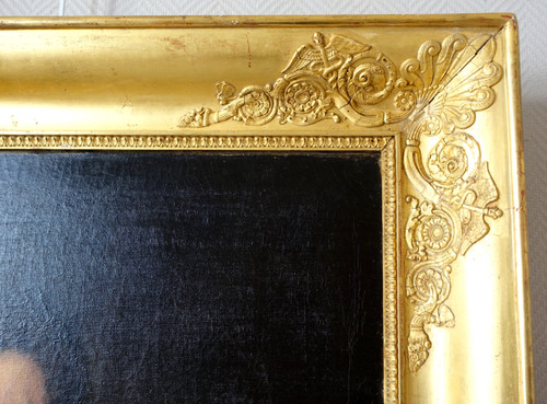 Großes Porträt eines Hauptmanns eines Kürassieroffiziers des Kaiserreichs, Öl auf Leinwand um 1820