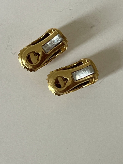 5261- Boucles d'Oreilles Fils d'Or Jaune Torsadé