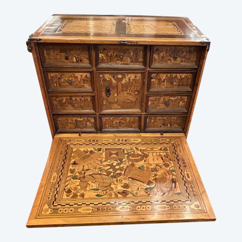 Cabinet De Voyage Augsbourg Début XVIIème Décor De Ruines Et Herbes Folles - Allemagne Du Sud 
