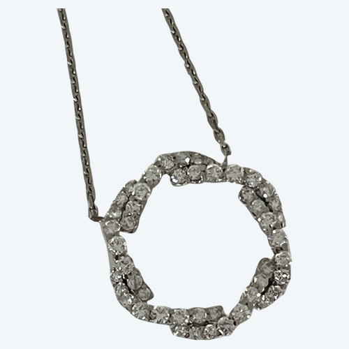 4636b- Pendentif Or Gris Diamants 2,40 Ct