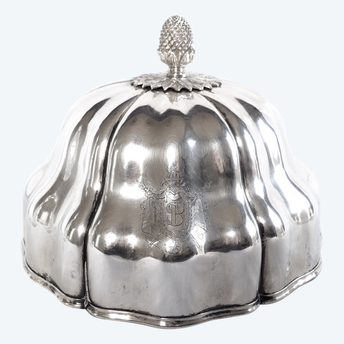 Campana con Stemma Imperiale di Christofle, metallo argentato - periodo Napoleone III