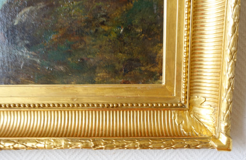 Emile Godchaux: large mountain painting - oil on canvas - 82.5cm x 113.5cm