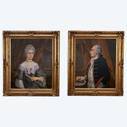  Paire De Grand Portraits époque  XIXe Siècle