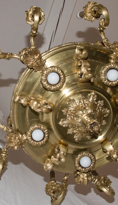 Large Chandelier In Gilt Bronze Napoleon III Period