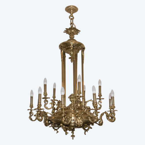 Large Chandelier In Gilt Bronze Napoleon III Period