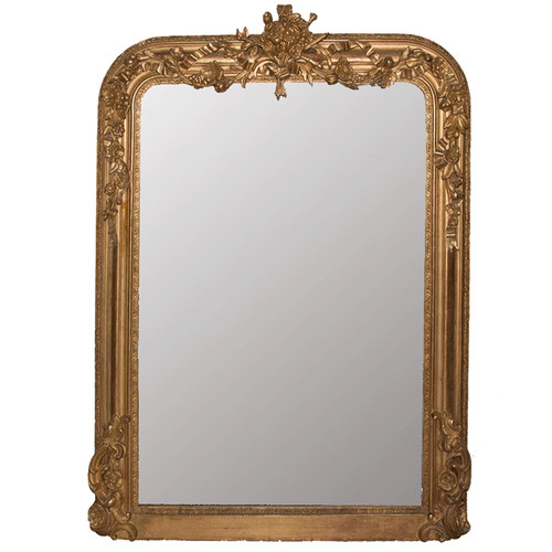 Miroir De Cheminée En Bois Et Stuc Doré époque Napoléon III