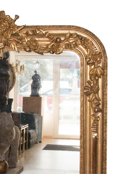 Miroir De Cheminée En Bois Et Stuc Doré époque Napoléon III