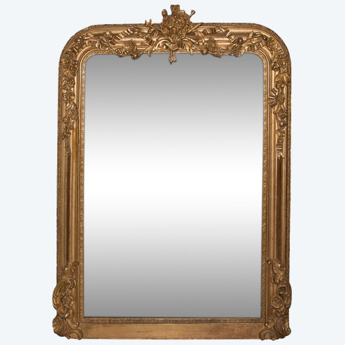 Miroir De Cheminée En Bois Et Stuc Doré époque Napoléon III