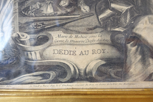 Royalist engraving from the Louis XIII period: allegory of the Kingdom of France, early 17th century