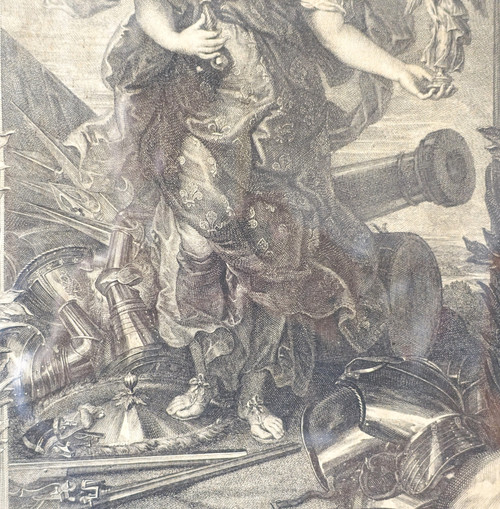 Royalist engraving from the Louis XIII period: allegory of the Kingdom of France, early 17th century
