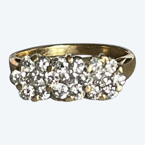 5208- Bague Jarretière Or Jaune Diamants