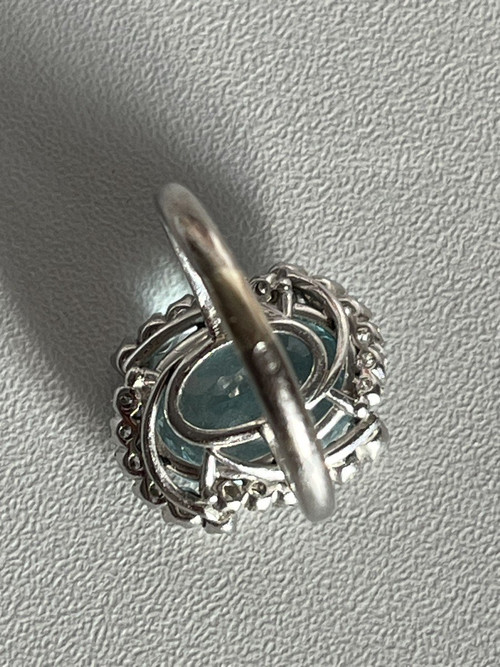 5299- Bague Or Gris Topaze Diamants