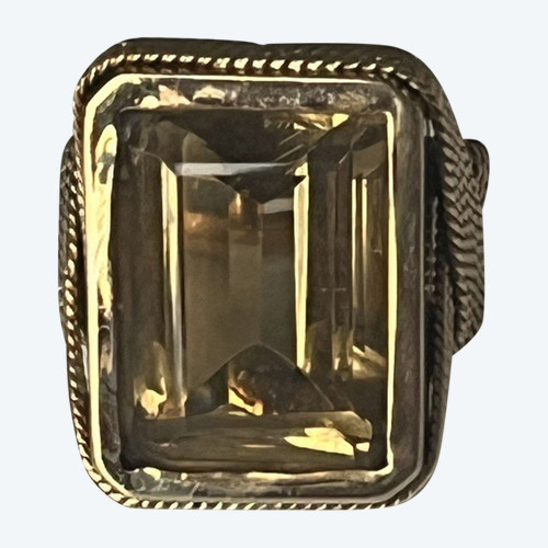 5303- Bague Or Jaune Tressé Citrine