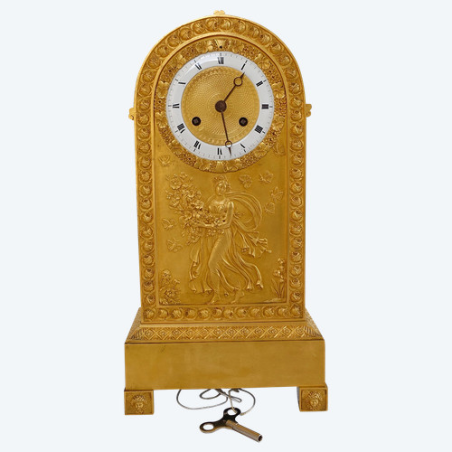 Orologio terminale in bronzo cesellato e dorato epoca Restaurazione Impero Primavera - 35,5 cm