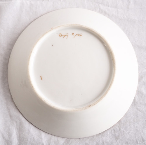 Dagoty: series of 4 litron-shaped coffee cups in Paris porcelain, Empire period