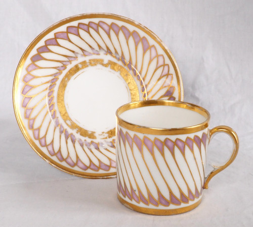Dagoty: series of 4 litron-shaped coffee cups in Paris porcelain, Empire period